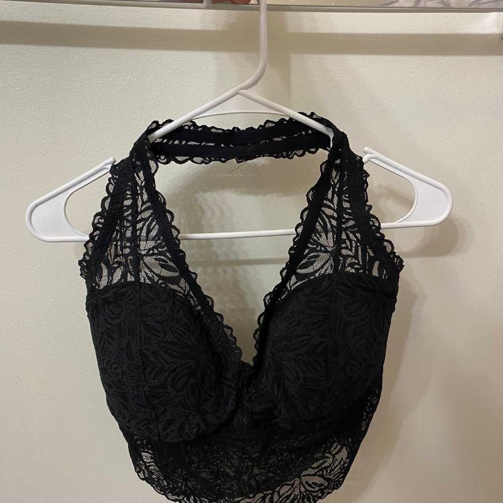 Lace black halter bra